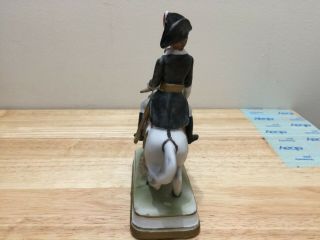 Soldier on White Horse Ceramic Figurine Lannes 6.  5  T 4.  5 5