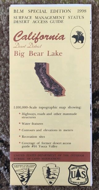 Usgs Blm Edition Topographic Map California Big Bear Lake