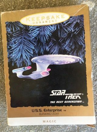 Star Trek Next Stng Uss Enterprise Magic Christmas Ornament Hallmark 1993 Nib