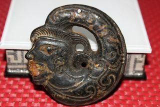 Chinese Jade,  Hongshan Culture,  Black Magnet,  Jade,  Dancers,  Pendant P05