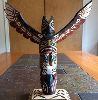 Native American Totem Pole By Master Carver Rita Williams Nuu - Chah - Nulth 1996