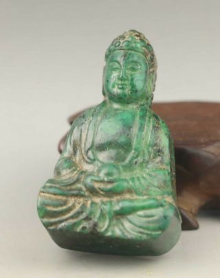 Chinese Natural Jade Hand - Carved Statue Buddha Pendant 2.  3 Inch
