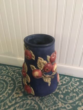 Large 10 1/2 " High Longaberger Apple Patterned Pottery Flower Vase