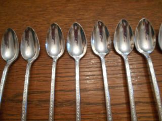 8 National Silver Co 1937 ROSE & LEAF Pattern Iced Tea Spoons Silverplate 2