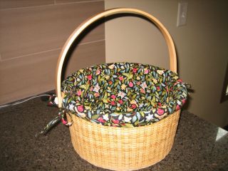 Claire Murray Nantucket Style Wood Market Basket With Fabric Insert 11.  5 "