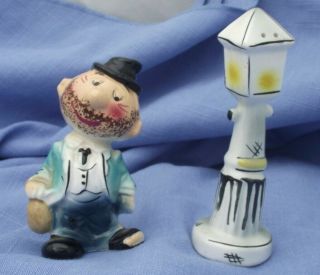 Vintage Enesco Bum And Lamp Post Salt And Pepper Shakers