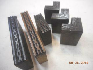 Printing Letterpress Printer Block Antique Chain Borders & Corners,  Printers Cut