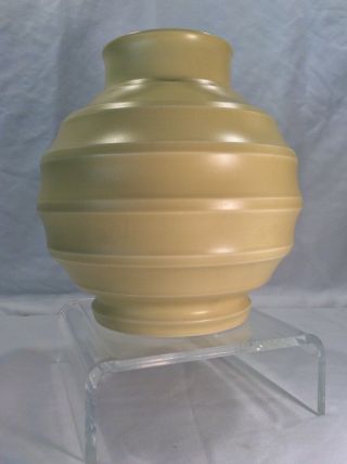 Keith Murray Wedgwood Football Vase In Straw Matte,  Lrg Shape 3765,  Signed,  30s
