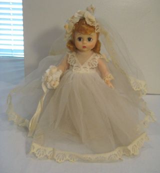 Vintage Madame Alexander Kins 8 " Bride Doll Tlc 735 Veil Bouquet Wedding 