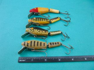 4 VINTAGE L&S MIRROR LURES - EARLY OPAQUE EYES - 4 COLORS 2