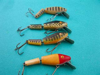 4 VINTAGE L&S MIRROR LURES - EARLY OPAQUE EYES - 4 COLORS 4