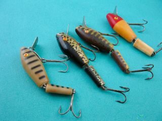 4 VINTAGE L&S MIRROR LURES - EARLY OPAQUE EYES - 4 COLORS 5