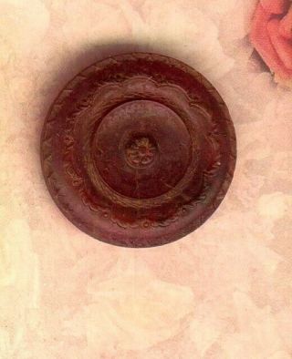 Scarce French Paris Back Pressed Design Red Horn Button