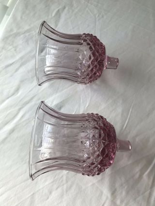 Homco - Two Pink/plum Glass Cathedral Diamond Votive Cups