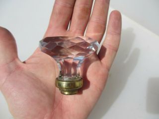 Antique Cut Glass Door Knob Handle Pull Drawer Cabinet Brass Oval Clear