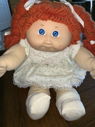 Cabbage Patch Kid Red Hair & Blue Eyes Vintage Girl Doll Euc In Oringal Outfit