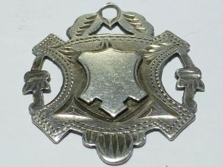 Antique Sterling Birmingham Silver Royal Shield Fob Medal 4g F15