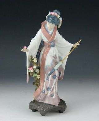 Retired Lladro Spain Teruko 1451 Geisha W Parasol Signed Porcelain Figurine Nr
