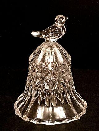 Vintage Clear Crystal Dinner Bell Diamond Cut Design With Bird Decoration