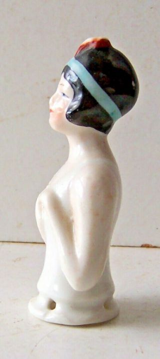 Vintage Porcelain German Lady with Hat Half Doll 2