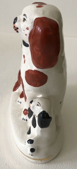 Antique 19th Century English Staffordshire Pottery Spaniel Dog and Puppy Figure 3