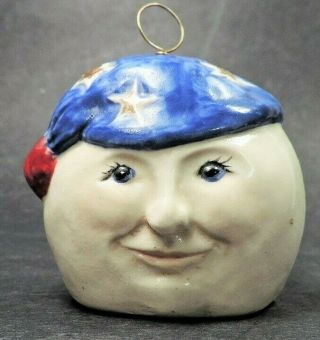Salamander Pottery Moon Face Bell (1988) 2 Faces