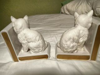 Vintage Lefton White Persian Kitty Cat Kitten Bookends Book Ends 3