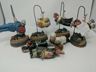 11pc Leo R Smith Folk Art Everyday Angels Midwest Cannon Falls 4 Hooks/7 Figures