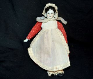 Vintage Shackman Bonnet Head Bisque Porcelain Doll 7 ½” Clothes