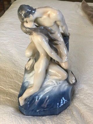 Royal Copenhagen Figurine The Rock And The Wave,  18 3/8 Tall,  15 Lbs Wt