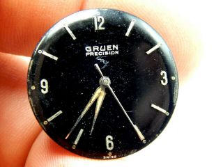 Vintage Gruen Precision 422 Rss 17 Jewel Wrist Watch Movement With Black Dial