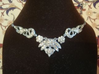 Very Pretty Antique Art Deco: Sparkling Diamond Paste Stones Lavalier Necklace