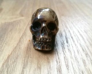 Memento Mori Hand Carved Bovine Bone Skull In An Aged Antique Style (d)