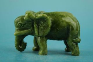 China Old Natural Jade Hand - Carved Elephant Statue B01