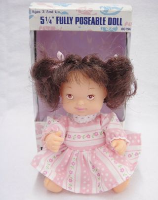 Vintage Cutie Pie Doll 5 - 1/4 " Poseable Jointed By Largo Toys Box 1988