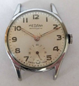 Vintage Medana Military Style Hand Winding Watch Cal 374 Spares Or Repairs