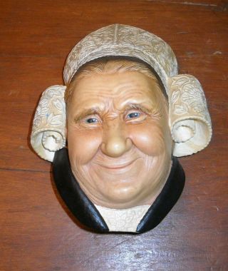 Vintage 1982 " Bretonne Lady " Bossons Chalkware Hand Painted Heads England Exc