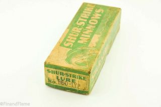 Vintage Shur Strike Baby Bass Oreno Antique Fishing Lure Empty Box Et30