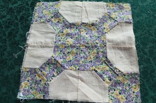 Vintage Antique Bow Tie Quilt Blocks Hand Stitched Feed Sack Cotton 10X10 1940s 2