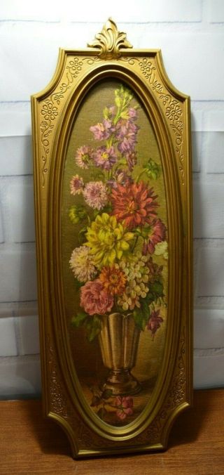 Vintage Wall Art Dart Industries Home Decor Floral Gold Plastic Framed Print