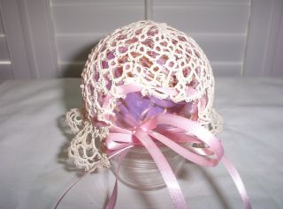 Antique Victorian Baby or Doll Tatted Lace Bonnet Cap Hat for Newborn Baby 5