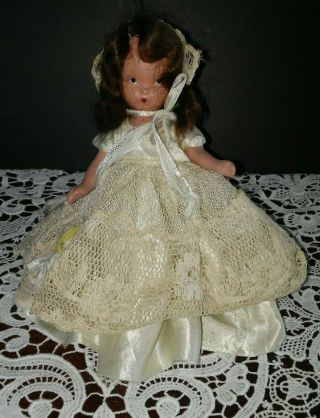 Vintage Nancy Ann Story Book Doll 5.  5 " Tall Bisque " Bride "