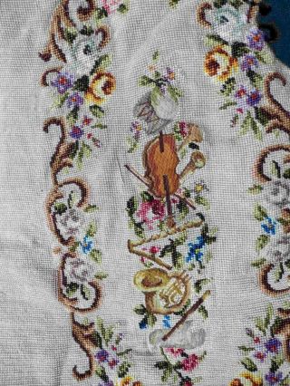 Vintage Woolwork Cross Stitch Embroidery Music Theme Chair/footstool Cover
