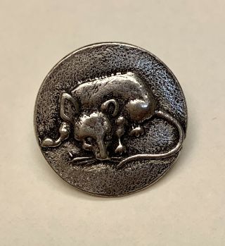 Rat Mouse Button - Metal 7/8 Inch Vintage Antique