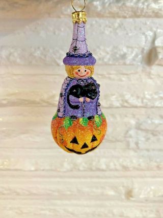 2008 Patricia Breen Ornament Halloween Witch With Cat " Witch Pumpkin "