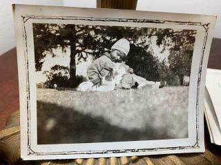 Vintage Antique Snapshot Photo Little Girl with Cats Enid Oklahoma 1920s 2