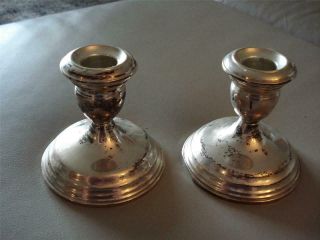 2 Mid Century Wallace Sterling Silver Weighted Candle Holders