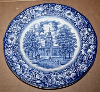 5 INDEPENDENCE HALL COLLECTABLE STAFFORDSHIRE PLATES LIBERTY BLUE HISTORIC SCENE 2