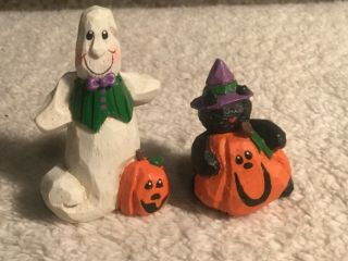 2 Midwest Of Cannon Falls Eddie Walker Mini Halloween Figures - Ghost & Cat