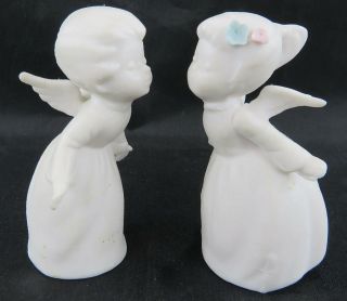 Vintage Porcelain Napcoware Japan Kissing White Angel Figurines Boy & Girl 3 "